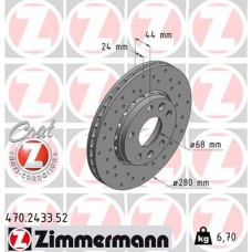 Гальмiвнi диски переднi, 280mm ZIMMERMANN 470243352