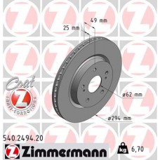 Гальмiвнi диски переднi ZIMMERMANN 540249420