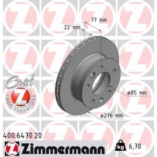 Гальмiвнi диски переднi ZIMMERMANN 400647020