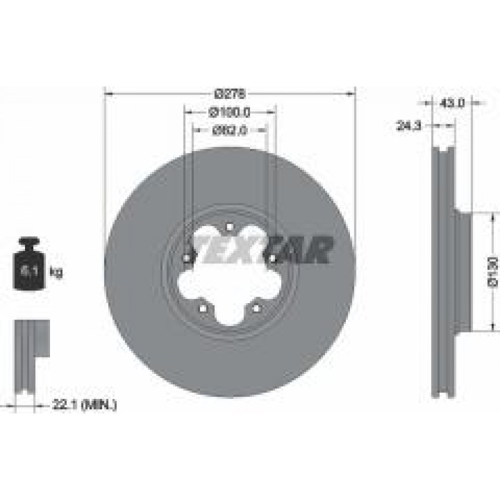 Диск гальмівний (передній) Ford Transit 00- (FWD) (276x24.3) PRO