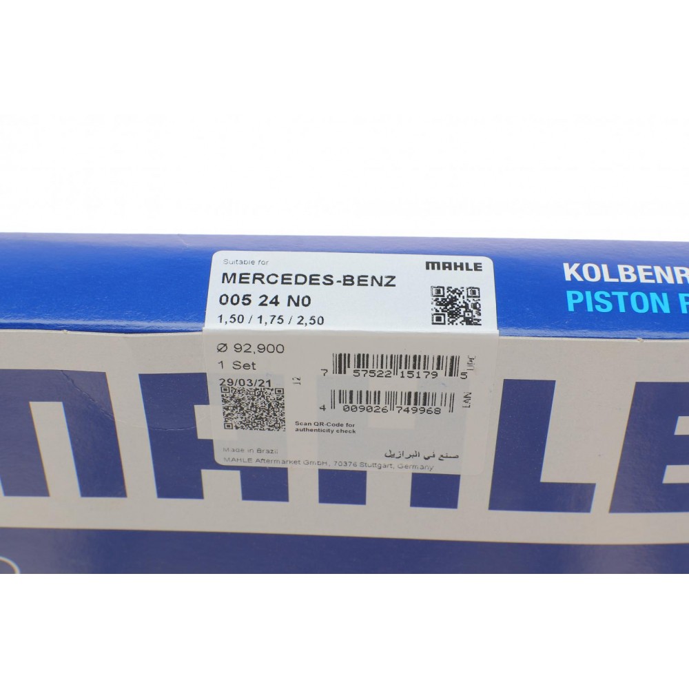 Кільця поршневі MB 3.5 (M272) 05-