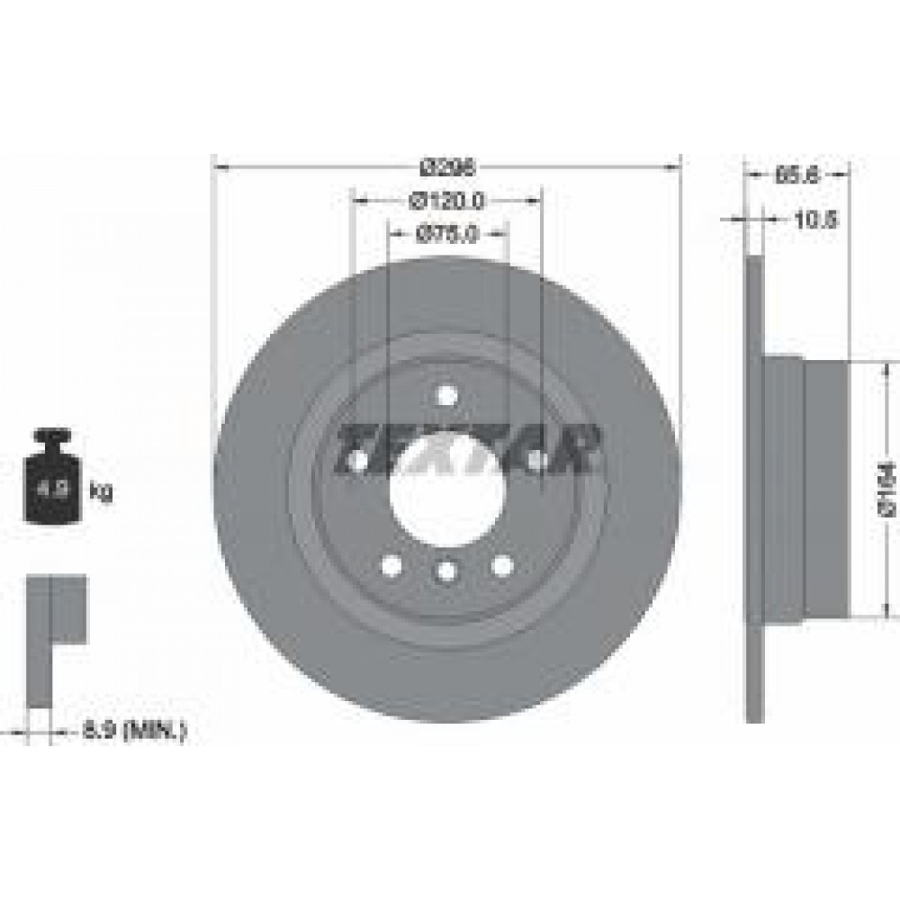 Диск гальмівний (задній) BMW 1 (E81/E87)/3 (E90/E92) 05-13 (296x10.5) PRO