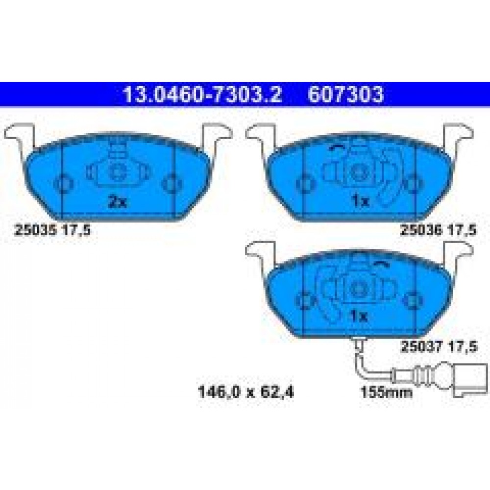 Колодки гальмівні (передні) Audi A3/Seat Leon/Skoda Octavia IV/V/VW Golf VII 12- (VW) (+датчик)