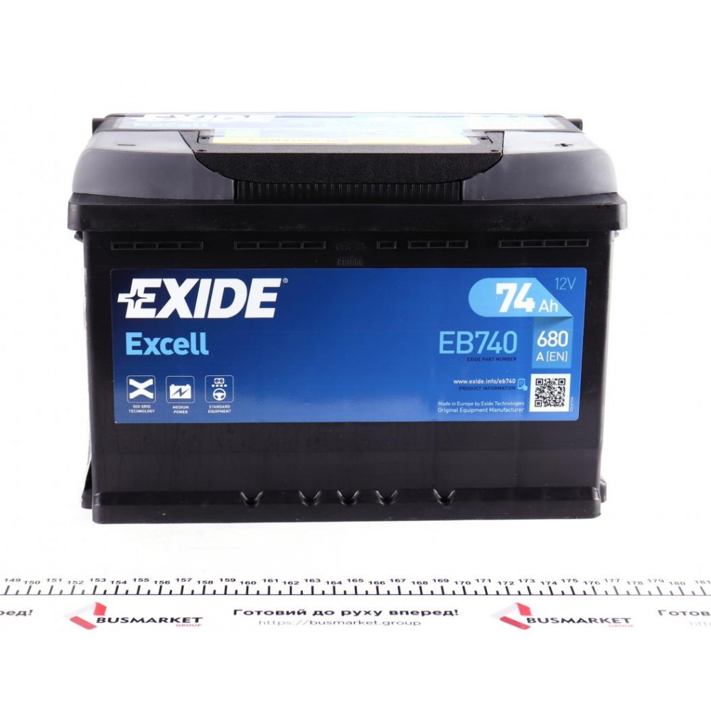 Акумуляторна батарея 74Ah/680A (278x175x190/+R/B13) Excell