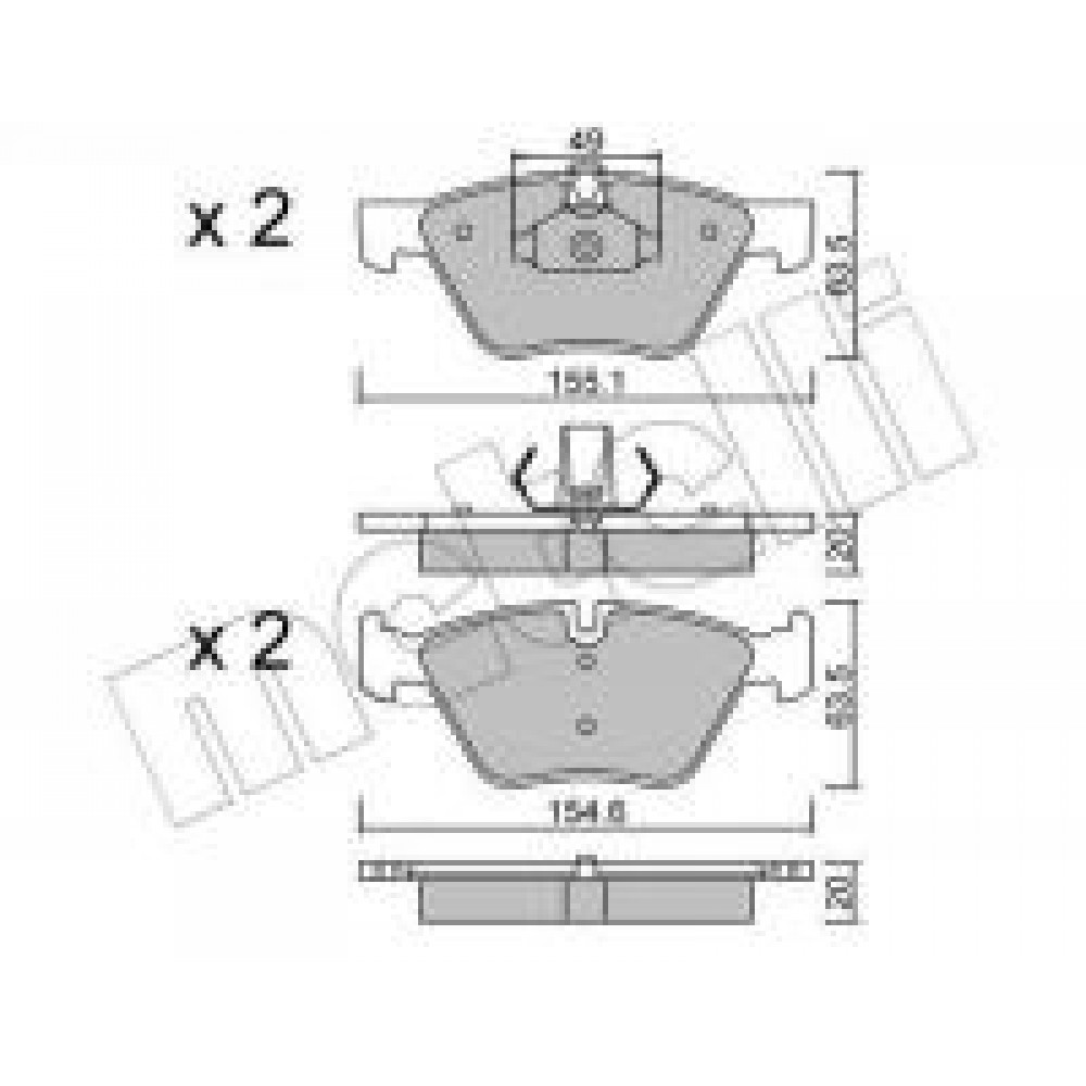 Колодки гальмівні (передні) BMW 3 (E90/E91/E92) 07-13/5 (E60/E61) 03-10/X1 (E84) 09-15