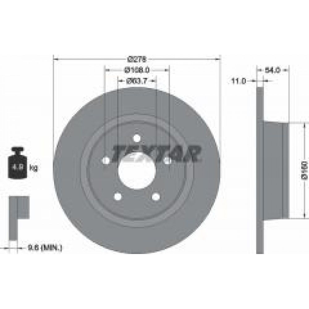 Диск гальмівний (задній) Ford Connect 02- (278x11) PRO