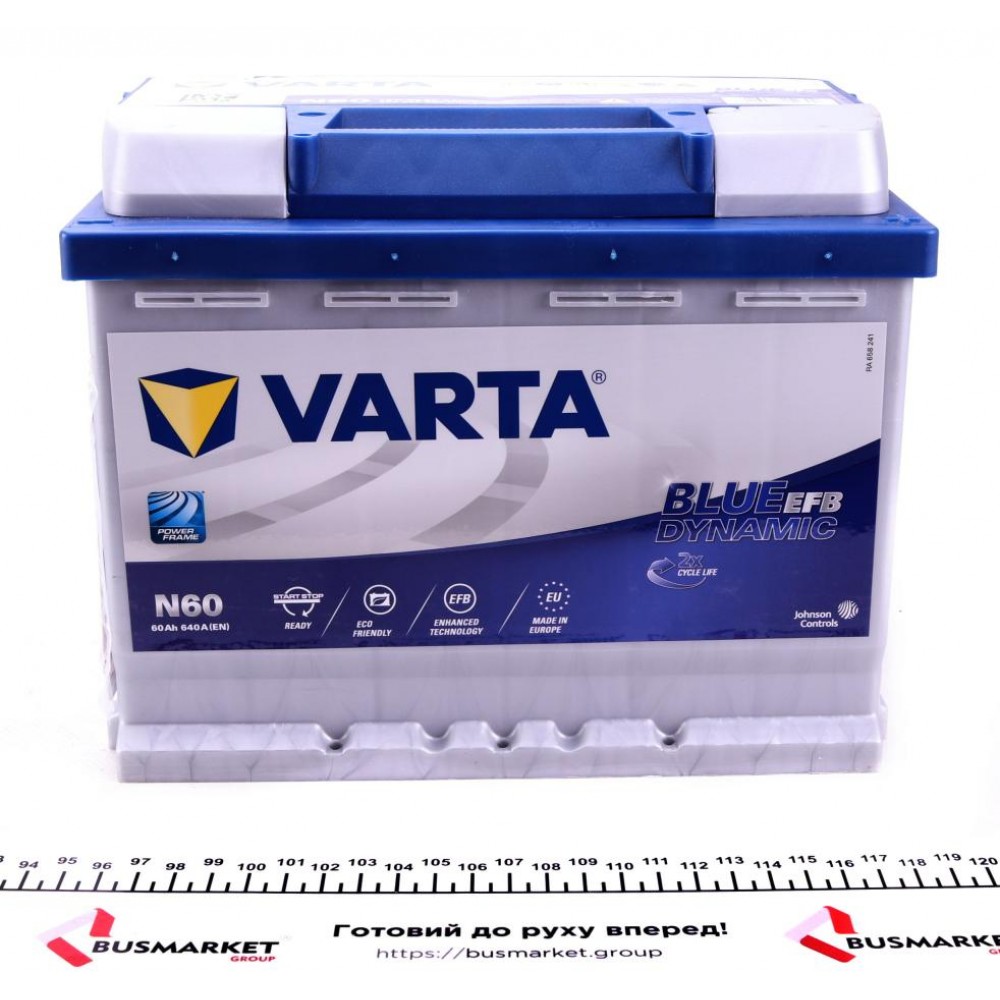 Акумуляторна батарея 60Ah/640A (242x175x190/+R/B13) (Start-Stop EFB) Blue Dynamic N60