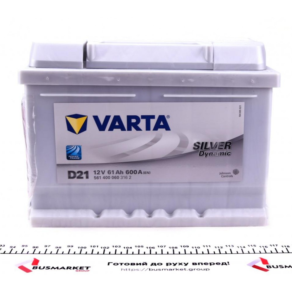 Акумуляторна батарея 61Ah/600A (242x175x175/+R/B13) Silver Dynamic D21