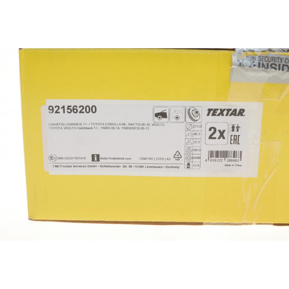 Диск гальмівний (передній) Toyota Yaris 07- (275x22)