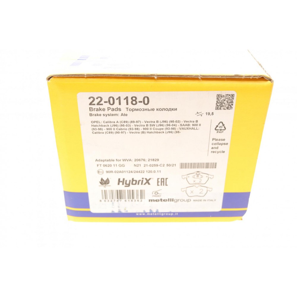 Колодки гальмівні (передні) Opel Astra G 99-02/Vectra B 95-03/Calibra A 91-97/Saab 9-3 98-09