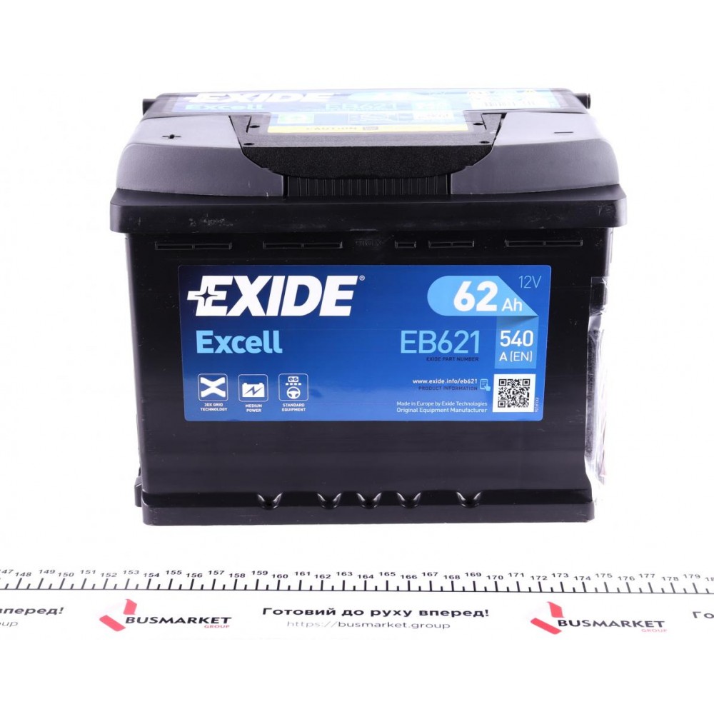 Акумуляторна батарея 62Ah/540A (242x175x190/+L/B13) Excell