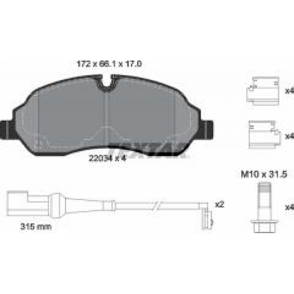 Колодки гальмівні (передні) Ford Transit 2.0/2.2 TDCi 13- (Bosch) Q+ (спарка) (з датчиком)