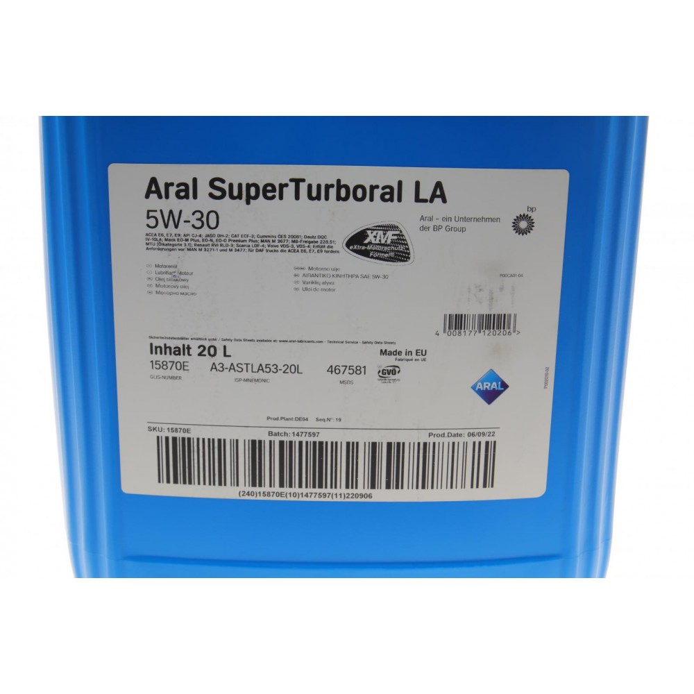Олива 5W30 SuperTurboral LA (20L) (MB228.51/Renault RLD-2/RXD/Volvo VDS-3) 