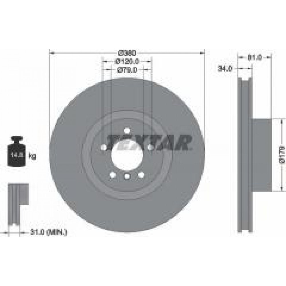Диск гальмівний (передній) Land Rover Range Rover 4.4D/5.0i 4x4 07-12 (380x34) PRO+