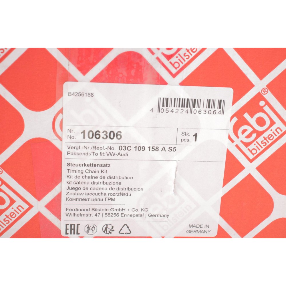 Комплект ланцюга ГРМ VW Golf V 1.4TSI, 10/03 - 02/09, 90/103/125kw, (z=130/18-23/36/36)