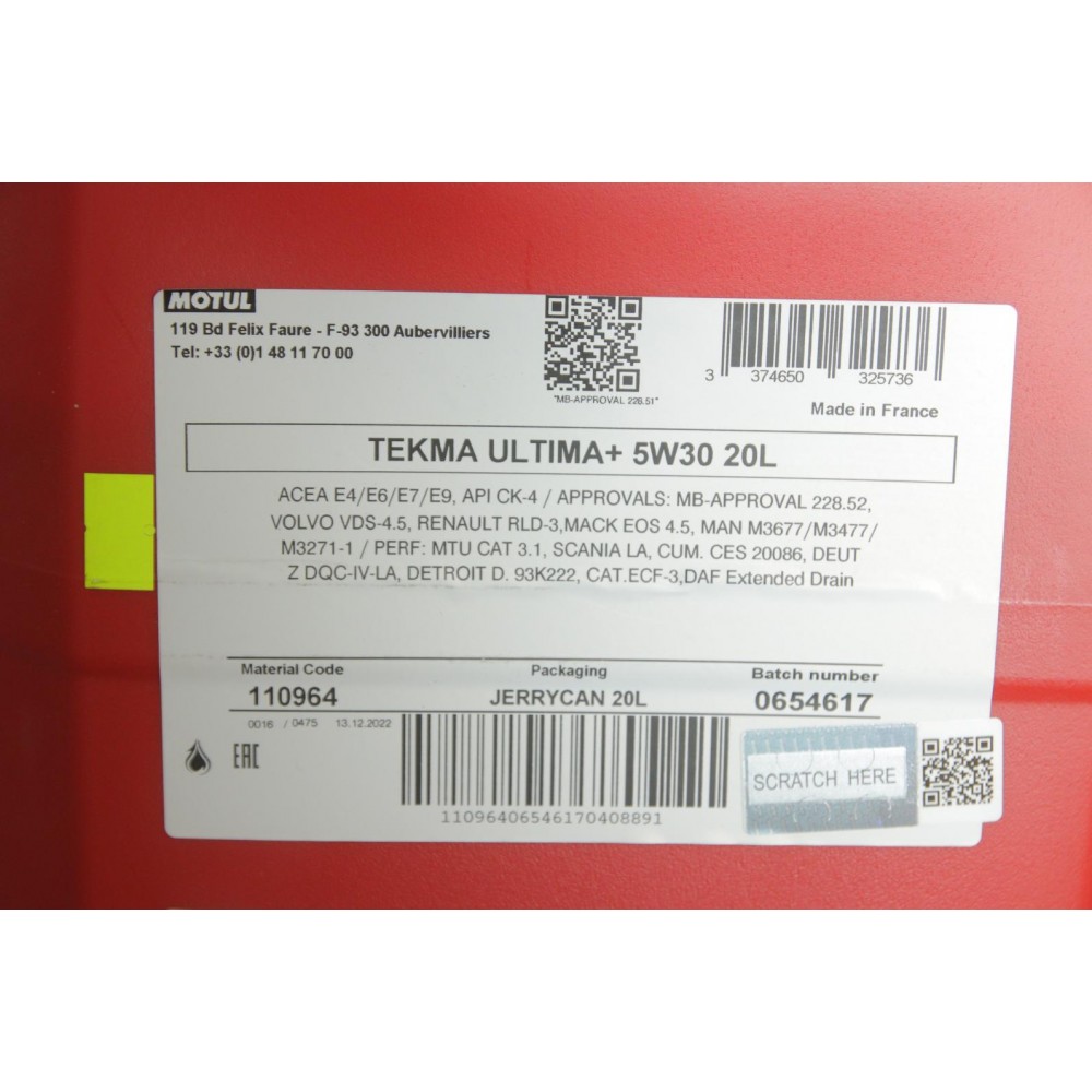 Олива 5W30 Tekma Ultima + (20L) (MAN M3477/MB 228.51/RVI RLD-3/VOLVO VDS-4/SCANIA LowAsh)