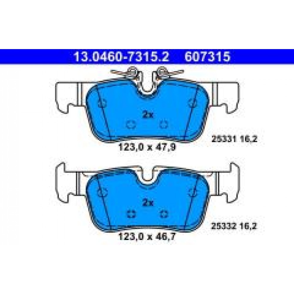 Колодки гальмівні (задні) BMW 1 (F52/F40)/X2 (F39) 17-/2 (F44-F46)/i3 (I01) 13-/X1 (F48)/Mini 14- (Ate)