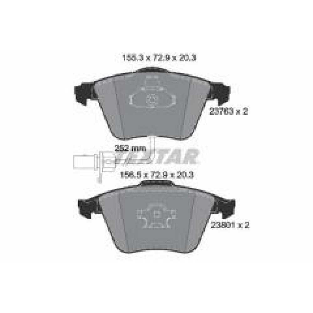 Колодки гальмівні (передні) Audi A4/A6/A8 02-11 (Ate-Teves) (з датчиками/ L=252mm) Q+