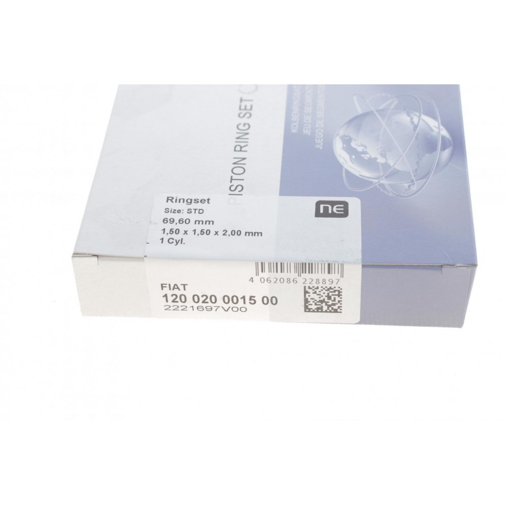 Кільця поршневі Fiat Punto/Fiorino 1.3D/CDTI 07- (69.60mm/STD) (1.5-1.5-2) = 8920190000