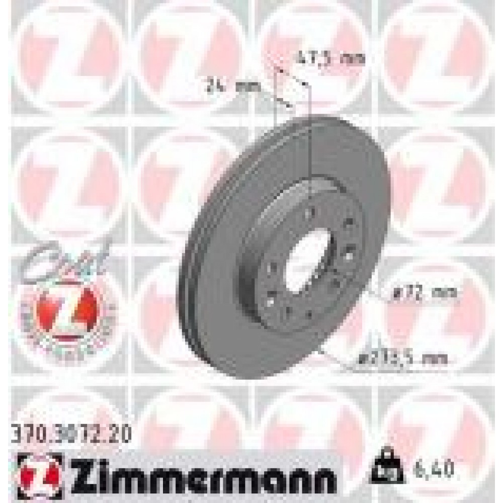 Диск гальмівний (передній) Mazda 323/626/6 97-13/Premacy 99-05 (274x24)
