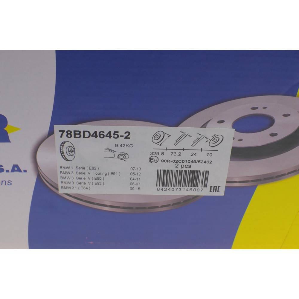 Диск гальмівний (передній) BMW 1 (E81/82/88)/3 (E90-93) 04-13/X1 (E84) 09-15 (330x24)(з покр.)(вент.)
