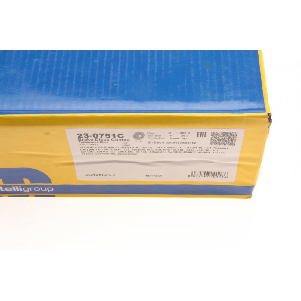 Диск гальмівний (передній) Citroen C4 04-13/Peugeot 207/308 07-14/307 03-09 (302x26) (з покр) (вент.)