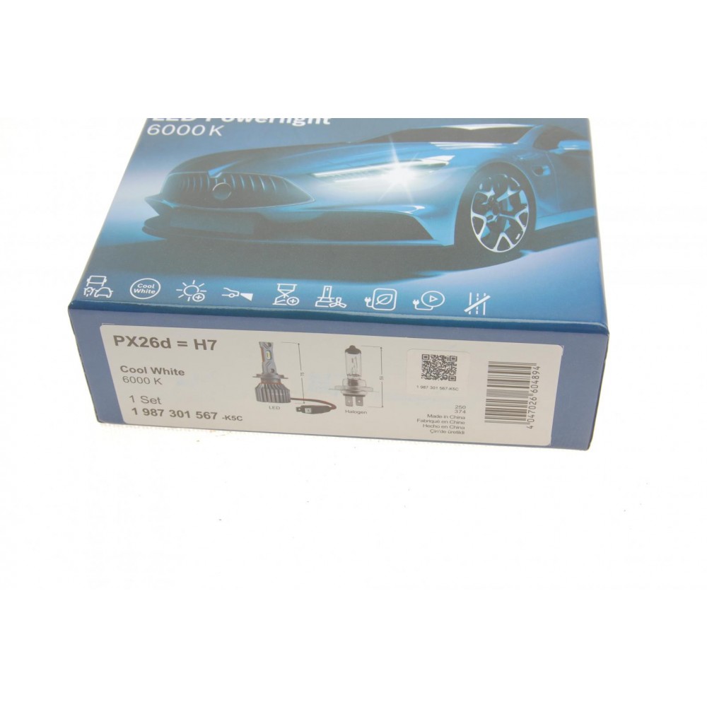Автолампа H7 12V 20W PX26d LED Powerlight 6000K (к-кт 2 шт)