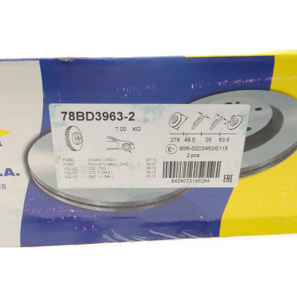 Диск гальмівний (передній) Ford C-Max 07-10/Focus/Volvo C30/C70/S40 04-12 (278x25)(з покр.)(вент.)