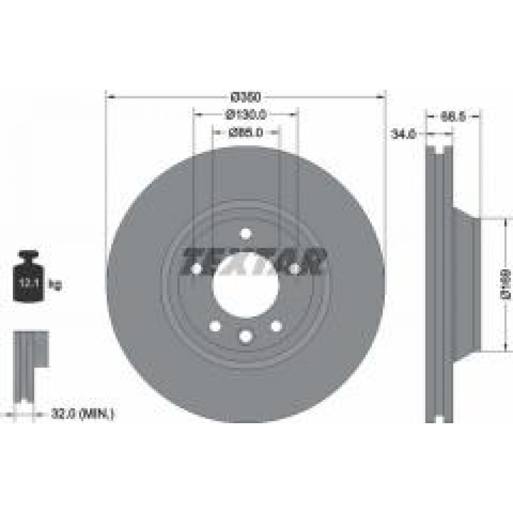 Диск гальмівний (передній) Audi Q7 06-15/Porsche Cayenne 02-/VW Touareg 02-10 (350x34) (L) PRO+