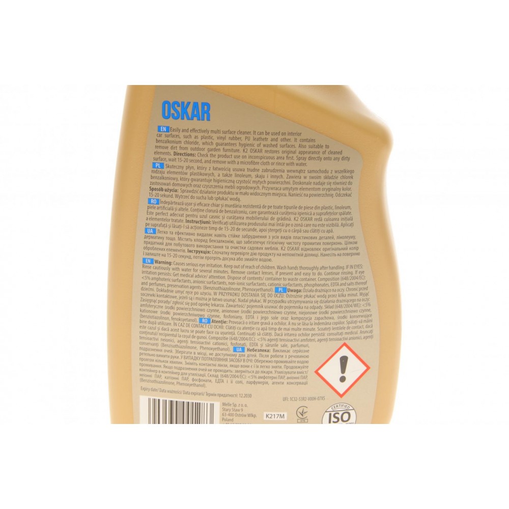 Засіб для чистки пластика Oskar (770ml)