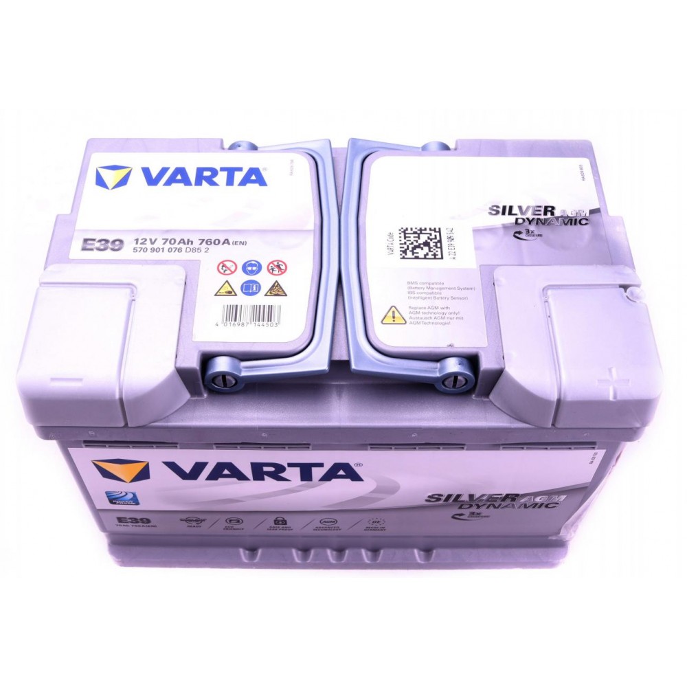 Акумуляторна батарея 70Ah/760A (278x175x190/+R/B13) (Start-Stop AGM) Silver Dynamic E39