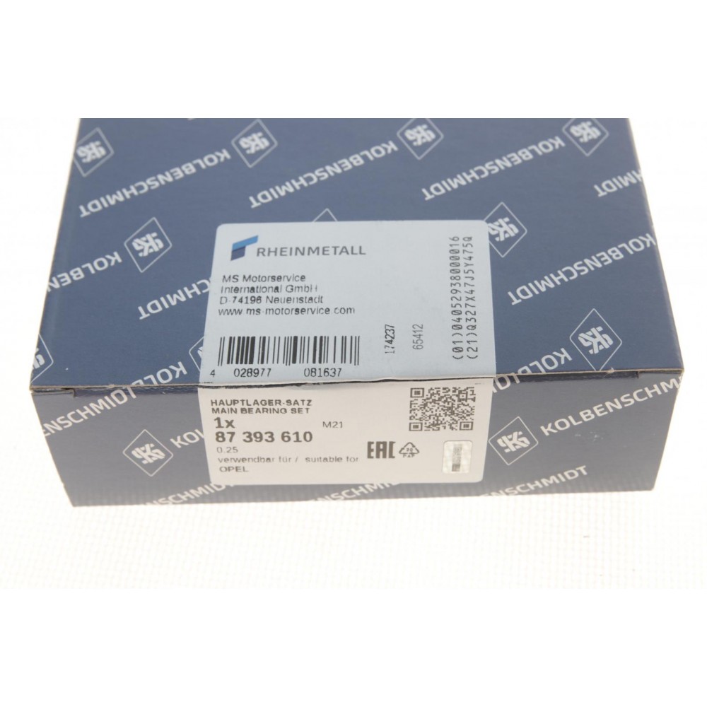 Вкладиші корінні Opel Omega B/Vectra A/Astra G 2.0 (+0.25) (к-кт)