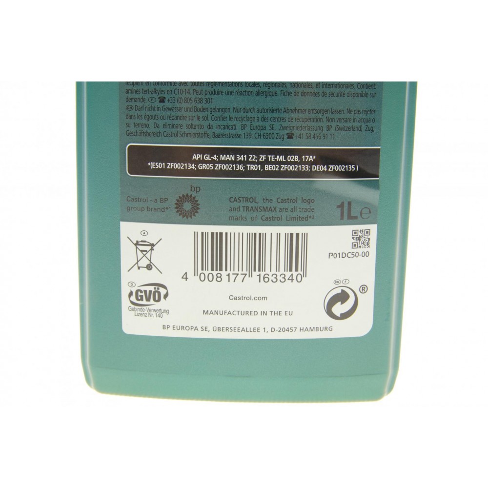 Олива 80W90 Getriebeol Manual EP (1L) (MAN 341 Type Z2/ZF TE-Ml 02B/17A/API Gl-4)