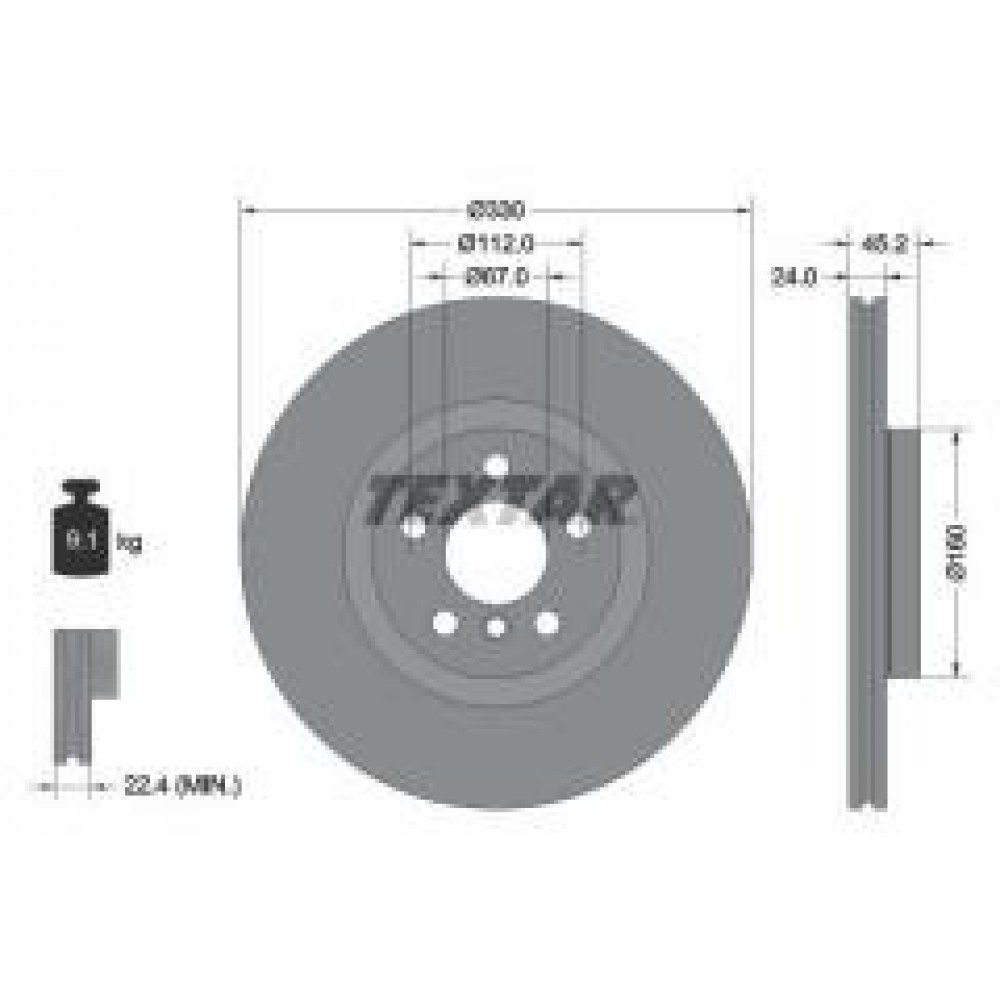 Диск гальмівний (передній) BMW 1 (F40)/2 (F45)/X1 (F48)/Mini Cooper S 13-(330x24) PRO