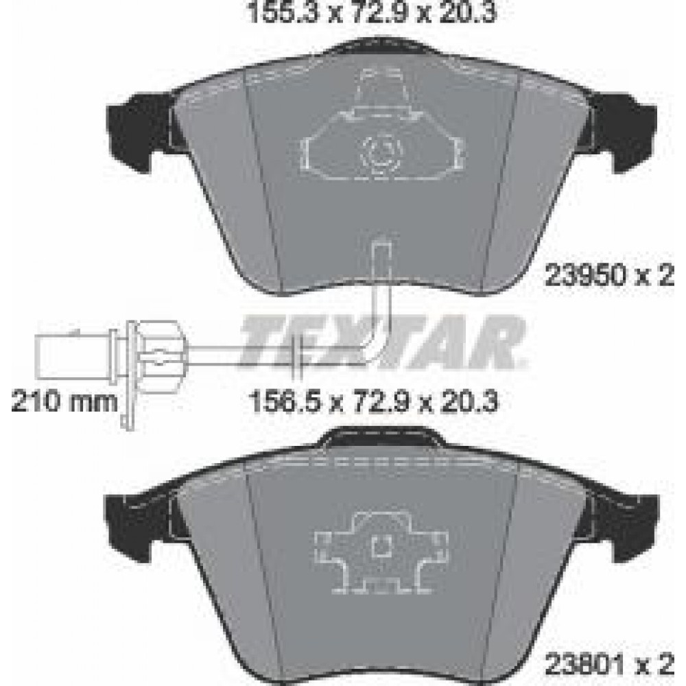 Колодки гальмівні (передні) Audi A4/A6/A8 02- (Teves) Q+ (з датчиками/L=210mm)