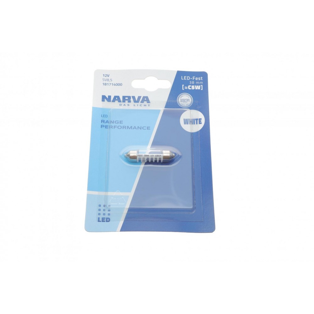 Автолампа 12V 0,6W SV8.5 (9.8x38mm) Festoon (LED)  (blister/1шт) (6000K)