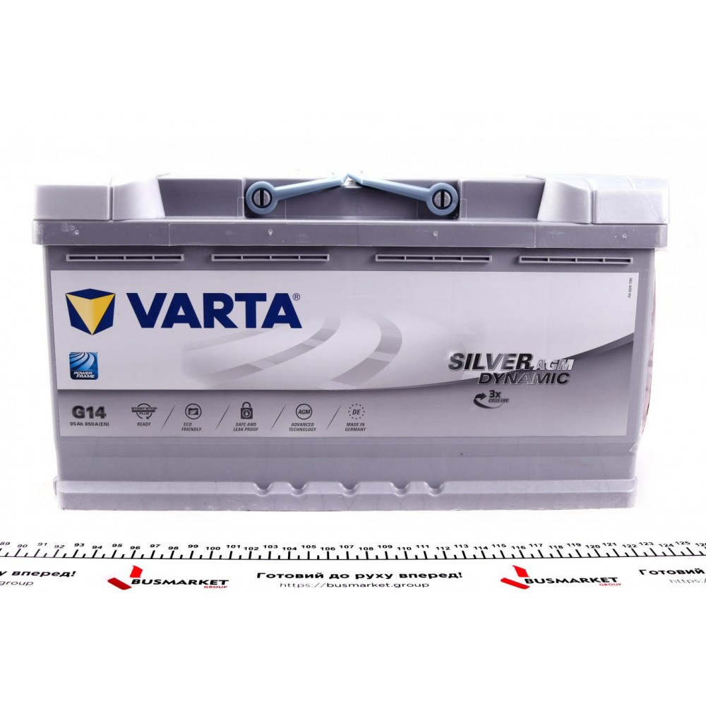 Акумуляторна батарея 95Ah/850A (353x175x190/+R/B13) (Start-Stop AGM) Silver Dynamic G14