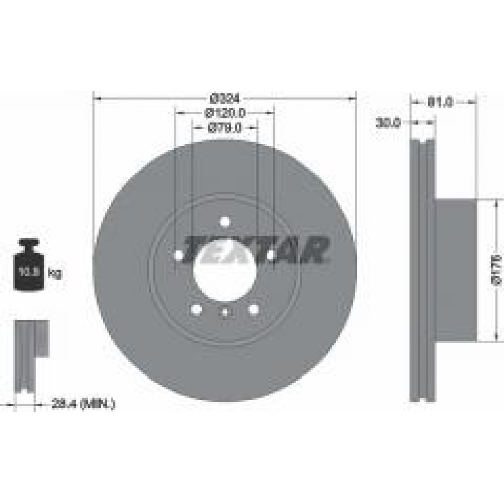 Диск гальмівний (передній) BMW 7 (E65/66/67) 3.0-4.0i 01-09 (324x30) PRO+