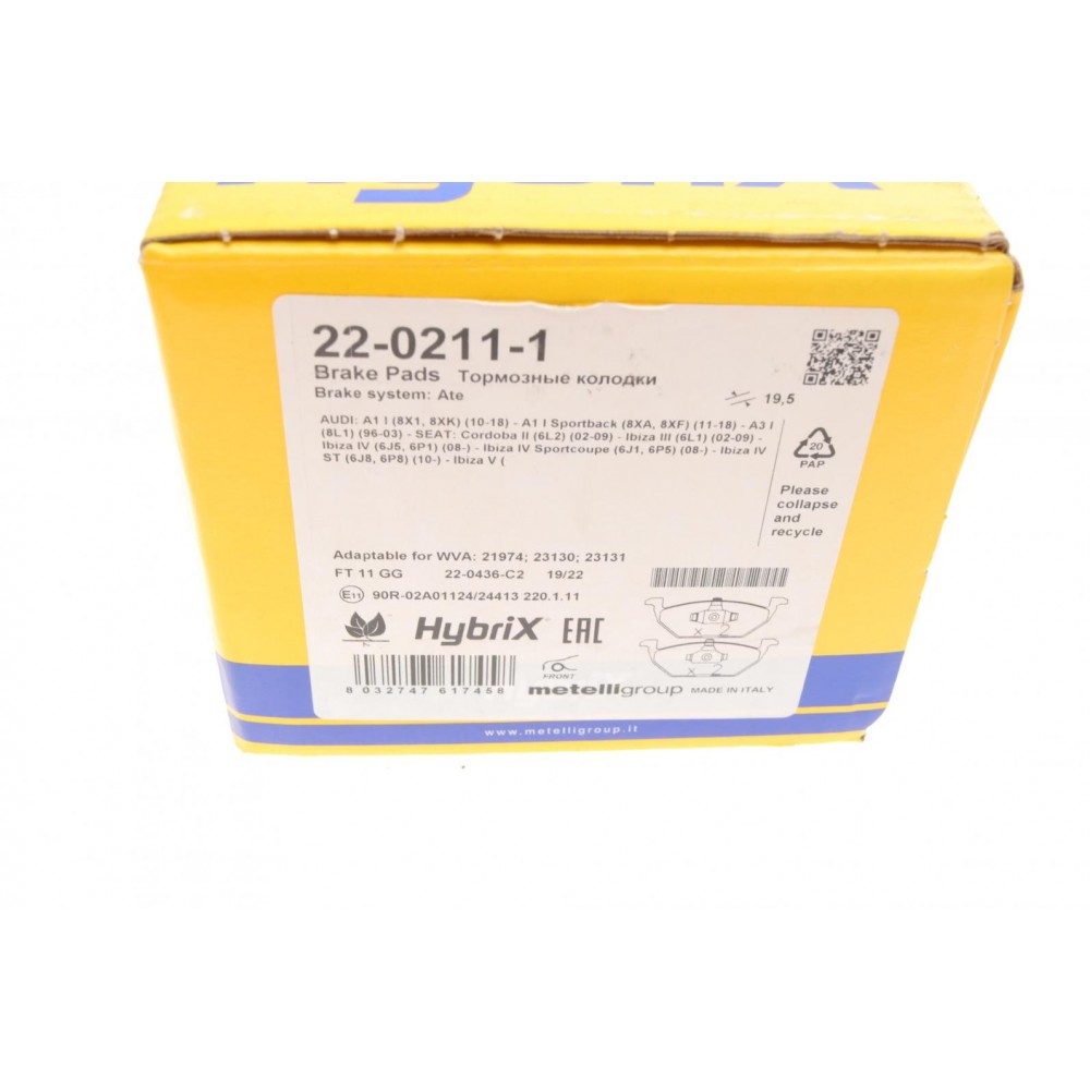 Колодки гальмівні (передні) Audi A3/Seat Toledo 96-04/Skoda Octavia 96-07/VW Golf 97-05/Polo 02-