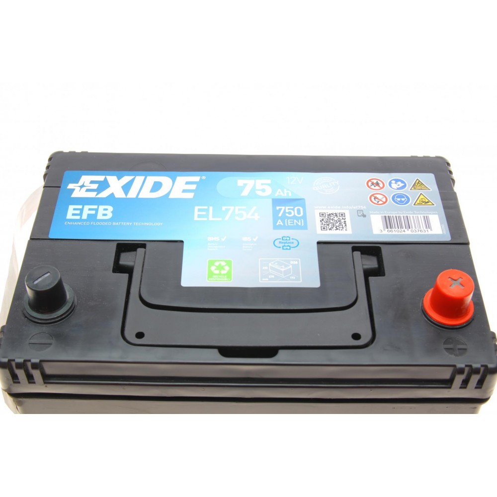 Акумуляторна батарея 75Ah/750A (270x173x222/+R/B0) (Start-Stop EFB) Азія