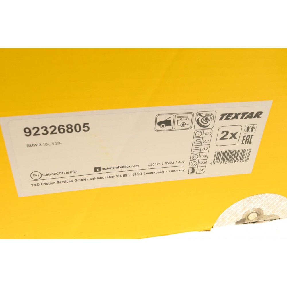 Диск гальмівний (передній) BMW 2 (G42)/3 (G20/G80)/4 (G26/G23/G83) 20- (307x24) PRO+