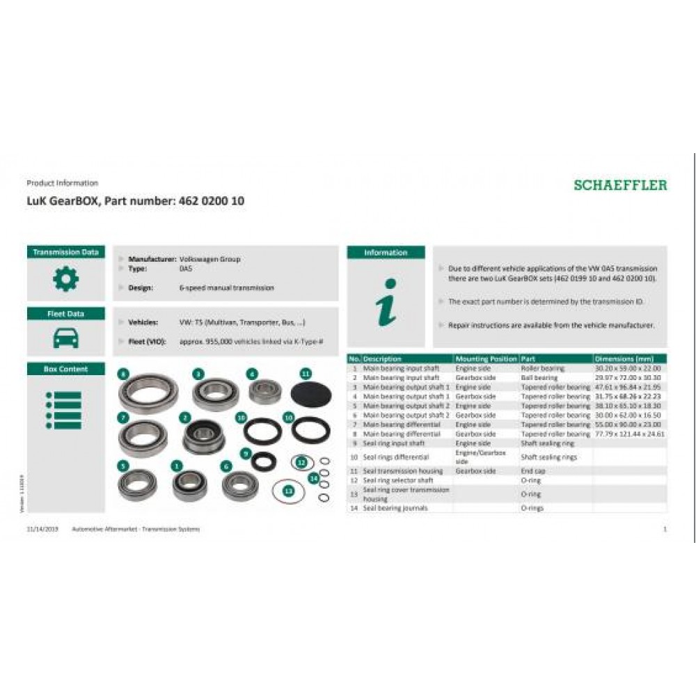 Ремкомплект КПП VW T5 2.0TDI/TSI-3.2 V6 03-15 DPS6 (6DCT250)
