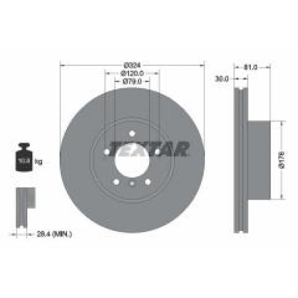 Диск гальмівний (передній) BMW 7 (E65/66/67) 3.0-4.0i 01-09 (324x30) PRO+