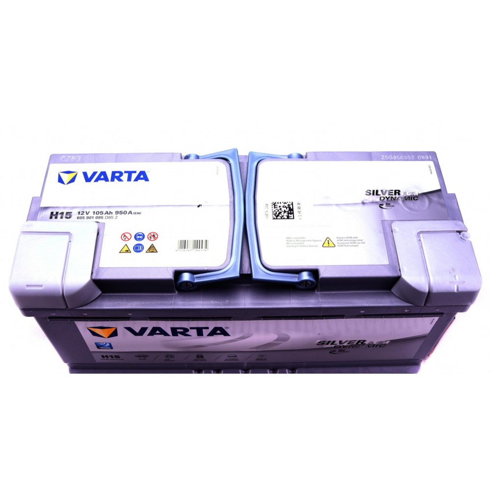 Акумуляторна батарея 105Ah/950A (393x175x190/+R/B13) (Start-Stop AGM) Silver Dynamic H15