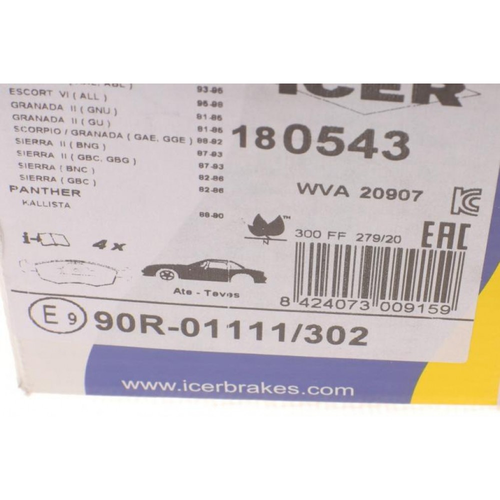 Колодки гальмівні (передні) Ford Escort IV-VI 83-02/Sierra 82-95/Scorpio 85-94/Granada II 77-85
