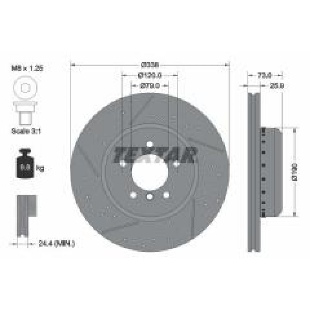 Диск гальмівний (передній) BMW 1 (E82,E87)/ 3 (E90,E91) Perf 03-13 (338x25.9) PRO+