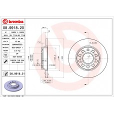 Диск гальмівний BREMBO 08.9918.21