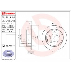 Диск гальмівний BREMBO 08.A114.31