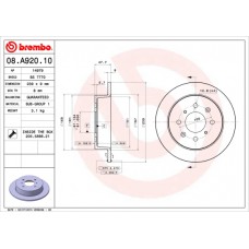 Диск гальмівний BREMBO 08.A920.10