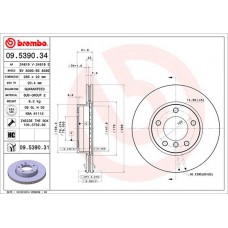Диск гальмівний BREMBO 09.5390.31